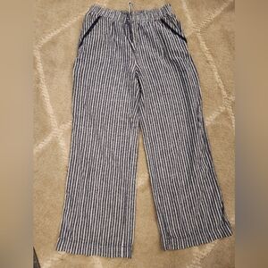 Briggs women linen blend coastal pants striped Grayish Blue Size Medium